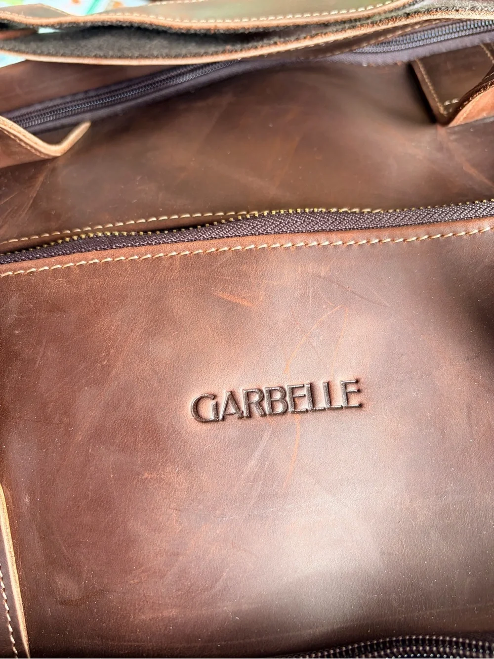 Garbelle Leather Carry-On Garment Duffel Bag Trolley Model Brown Travel Bag